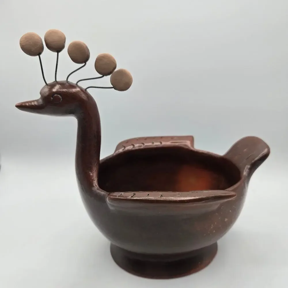 Vintage Figural Peacock Decor Dish Bowl Bird